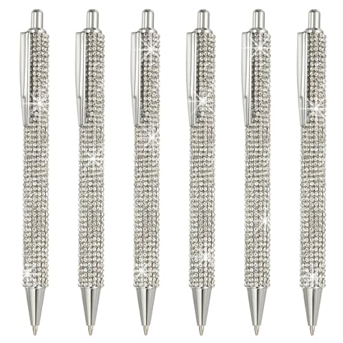 PATIKIL Strass Metall Kugelschreiber, 6er Pack Kristall Diamant Stifte Schwarze Tinte 1,0 mm Spitze Glitzernd für Frauen Geschenk Büro Notizen Tagebuch, Silber PATIKIL Strass Metall Kugelschreiber, 6er Pack Kristall Diamant Stifte Schwarze Tinte 1,0 mm Spitze Glitzernd für Frauen Geschenk Büro Notizen Tagebuch, Silber von PATIKIL