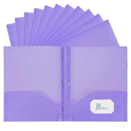 PATIKIL Taschenordner mit Zinken, 12 Stück, robuste Papierordner aus Kunststoff mit 3 Verschlüssen, passend für Papier im Letter-Format, für Lebensläufe, Dokumente, Akten, Briefe, lila von PATIKIL