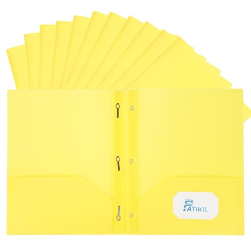 PATIKIL Taschenordner mit Zinken, 60 Stück, robuste Papierordner aus Kunststoff mit 3 Verschlüssen, passend für Papier im Letter-Format, für Lebensläufe, Dokumente, Akten, Briefe, gelb von PATIKIL