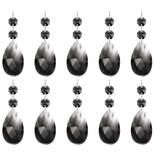 PATIKIL Tränenförmige Kristall Lüster Anhänger Perlen, 10er Pack 85mm Länge 38mm Lüster Prismen Teile Ornamente Hängende Perlen für DIY Kunsthandwerk Dekoration, Klar Schwarz PATIKIL Tränenförmige Kristall Lüster Anhänger Perlen, 10er Pack 85mm Länge 38mm Lüster Prismen Teile Ornamente Hängende Perlen für DIY Kunsthandwerk Dekoration, Klar Schwarz von PATIKIL