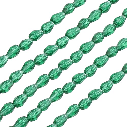 PATIKIL Tränenförmige facettierte Perlen, 325 Stück Grüne Bicone Geburtsfelsenperlen Glas Kristall Sortimente Vertikale Lochform für DIY Basteln Armband Halskette Schmuckherstellung, 4x6mm von PATIKIL