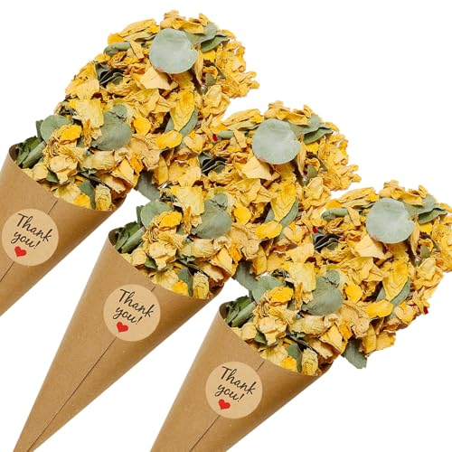 PATIKIL Trockenblumen-Konfetti-Kegel, 30 Stück Papierkegelhalter mit getrockneten Rosenblättern/Aufkleber für Hochzeitsfeier Verlobung Geburtstag DIY Dekoration, Gelb/Grün PATIKIL Trockenblumen-Konfetti-Kegel, 30 Stück Papierkegelhalter mit getrockneten Rosenblättern/Aufkleber für Hochzeitsfeier Verlobung Geburtstag DIY Dekoration, Gelb/Grün von PATIKIL