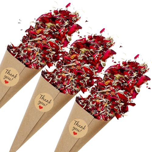 PATIKIL Trockenblumen-Konfetti-Kegel, 30 Stück Papierkegelhalter mit getrockneten Rosenblüten/Aufkleber für Hochzeitsfeier Verlobung Geburtstag DIY Dekoration, Rot PATIKIL Trockenblumen-Konfetti-Kegel, 30 Stück Papierkegelhalter mit getrockneten Rosenblüten/Aufkleber für Hochzeitsfeier Verlobung Geburtstag DIY Dekoration, Rot von PATIKIL