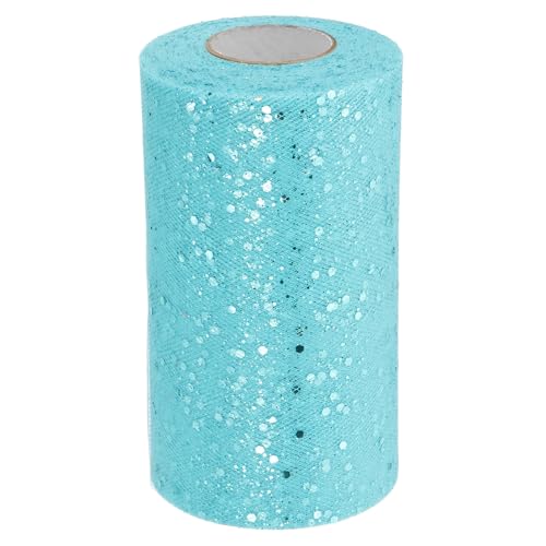 PATIKIL Tüllstoffrollen, 6 Zoll x 50 Yards Stoffspule Tüll Glitzerband Netz Pailletten für DIY Tutu Röcke Basteln Hochzeit Party Dekorationen, Türkisblau von PATIKIL