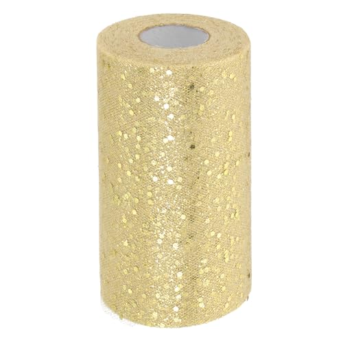 PATIKIL Tüllstoffrollen, 6 Zoll x 50 Yards Stoffspule Tüll glitzerndes Band Netz Pailletten für DIY Tutu Röcke Handwerk Hochzeit Party Dekorationen, Champagner Gold PATIKIL Tüllstoffrollen, 6 Zoll x 50 Yards Stoffspule Tüll glitzerndes Band Netz Pailletten für DIY Tutu Röcke Handwerk Hochzeit Party Dekorationen, Champagner Gold von PATIKIL