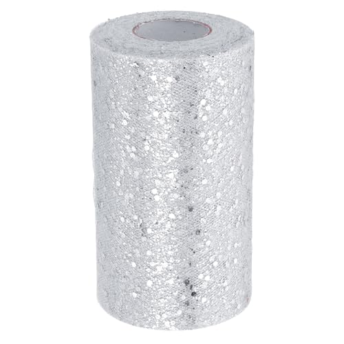 PATIKIL Tüllstoffrollen, 6 Zoll x 50 Yards Stoffspule Tüll glitzerndes Band Netz Pailletten für DIY Tutu Röcke Handwerk Hochzeit Party Dekorationen, Weiß von PATIKIL