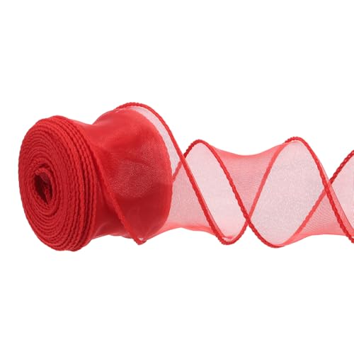 PATIKIL Verdrahtetes Chiffonband 1-1/2 Zoll x 10 Yard, Transparentes Verdrahtetes Organzaband Fischschwanzgarn Geschenkbänder für Basteln Geschenkverpackung Blumenstrauß, Rot PATIKIL Verdrahtetes Chiffonband 1-1/2 Zoll x 10 Yard, Transparentes Verdrahtetes Organzaband Fischschwanzgarn Geschenkbänder für Basteln Geschenkverpackung Blumenstrauß, Rot von PATIKIL
