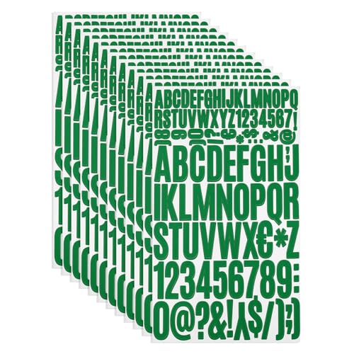 PATIKIL Vinyl Buchstaben Zahlen Aufkleber Set, 1224 Stück 12 Blätter Selbstklebende Aufkleber für Briefkastenschild Adresse DIY Bastelkarten (Dunkelgrün) von PATIKIL