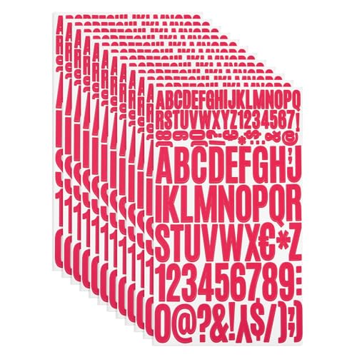 PATIKIL Vinyl Buchstaben Zahlen Aufkleber Set, 1224 Stück 12 Blätter Selbstklebende Aufkleber für Briefkastenschild Adresse DIY Bastelkarten (Fuchsia) von PATIKIL