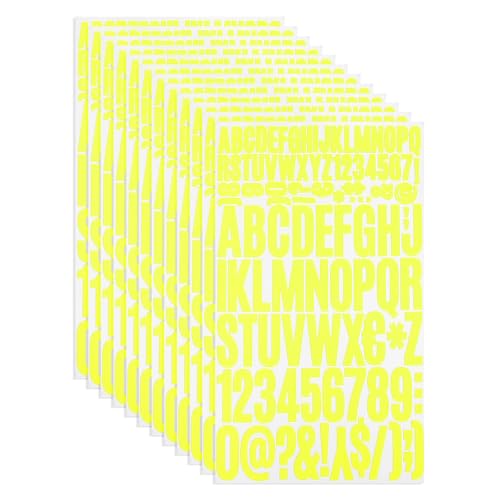 PATIKIL Vinyl Buchstaben Zahlen Aufkleber Set, 1224 Stück 12 Blätter Selbstklebende Aufkleber für Briefkastenschild Adresse DIY Bastelkarten (Gelb) von PATIKIL