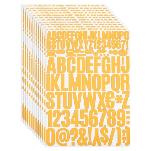 PATIKIL Vinyl Buchstaben Zahlen Aufkleber Set, 1224 Stück 12 Blätter Selbstklebende Aufkleber für Briefkastenschild Adresse DIY Bastelkarten (Orange) von PATIKIL