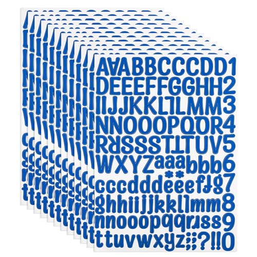 PATIKIL Vinyl Buchstaben Zahlen Aufkleber Set, 1512 Stück 12 Blätter Selbstklebende Aufkleber für Briefkastenschild Adresse DIY Bastelkarten (Dunkelblau) von PATIKIL