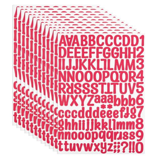 PATIKIL Vinyl Buchstaben Zahlen Aufkleber Set, 1512 Stück 12 Blätter Selbstklebende Aufkleber für Briefkastenschild Adresse DIY Bastelkarten (Fuchsia) von PATIKIL