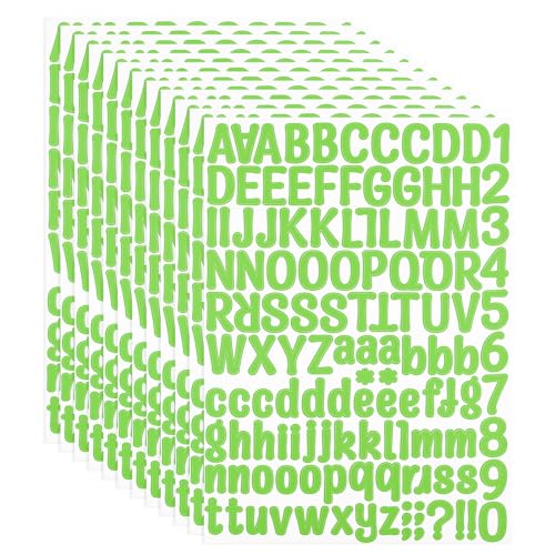 PATIKIL Vinyl Buchstaben Zahlen Aufkleber Set, 1512 Stück 12 Blätter Selbstklebende Aufkleber für Briefkastenschild Adresse DIY Bastelkarten (Hellgrün) von PATIKIL