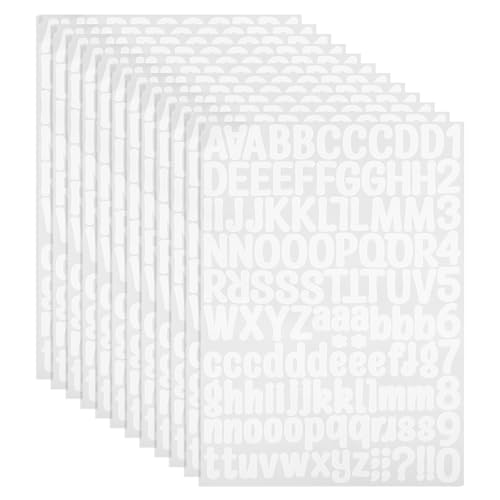 PATIKIL Vinyl Buchstaben Zahlen Aufkleber Set, 1512 Stück 12 Blätter Selbstklebende Aufkleber für Briefkastenschild Adresse DIY Bastelkarten (Weiß) von PATIKIL