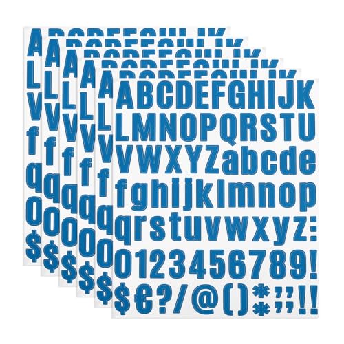 PATIKIL Vinyl Buchstaben Zahlen Aufkleber Set, 486 Stück 6 Blätter Selbstklebende Aufkleber für Briefkastenschild Adresse DIY Bastelkarten (Dunkelblau) von PATIKIL