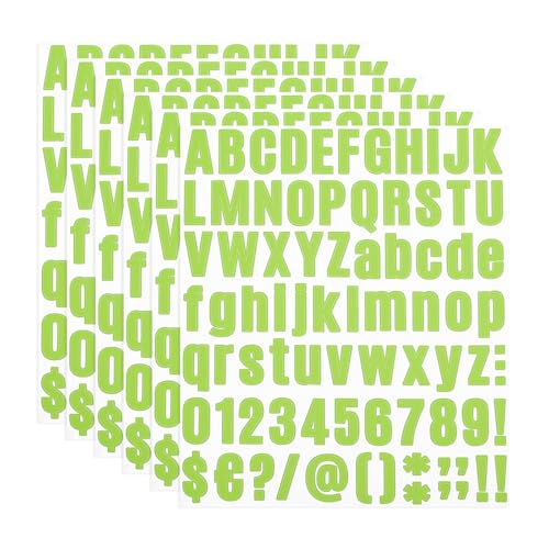 PATIKIL Vinyl Buchstaben Zahlen Aufkleber Set, 486 Stück 6 Blätter Selbstklebende Aufkleber für Briefkastenschild Adresse DIY Bastelkarten (Hellgrün) von PATIKIL