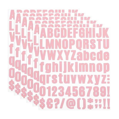 PATIKIL Vinyl Buchstaben Zahlen Aufkleber Set, 486 Stück 6 Blätter Selbstklebende Aufkleber für Briefkastenschild Adresse DIY Bastelkarten (Pink) von PATIKIL