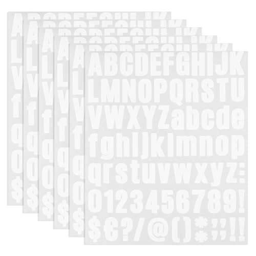 PATIKIL Vinyl Buchstaben Zahlen Aufkleber Set, 486 Stück 6 Blätter Selbstklebende Aufkleber für Briefkastenschild Adresse DIY Bastelkarten (Weiß) von PATIKIL