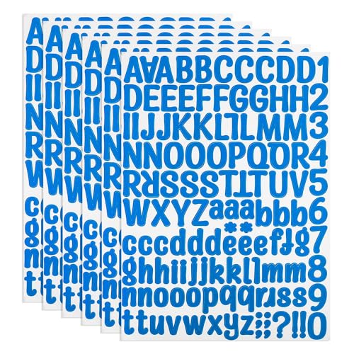 PATIKIL Vinyl Buchstaben Zahlen Aufkleber Set, 756 Stück 6 Blätter Selbstklebende Aufkleber für Briefkastenschild Adresse DIY Bastelkarten (Hellblau) von PATIKIL