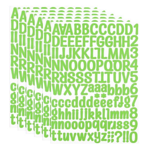 PATIKIL Vinyl Buchstaben Zahlen Aufkleber Set, 756 Stück 6 Blätter Selbstklebende Aufkleber für Briefkastenschild Adresse DIY Bastelkarten (Hellgrün) von PATIKIL