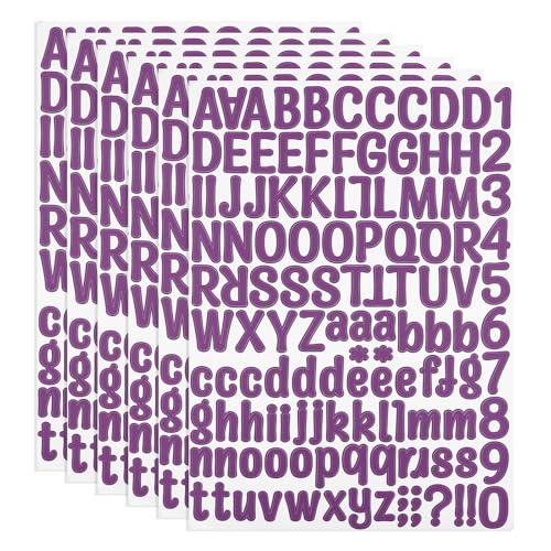 PATIKIL Vinyl Buchstaben Zahlen Aufkleber Set, 756 Stück 6 Blätter Selbstklebende Aufkleber für Briefkastenschild Adresse DIY Bastelkarten (Lila) von PATIKIL