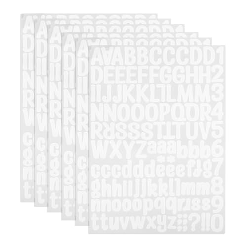PATIKIL Vinyl Buchstaben Zahlen Aufkleber Set, 756 Stück 6 Blätter Selbstklebende Aufkleber für Briefkastenschild Adresse DIY Bastelkarten (Weiß) von PATIKIL