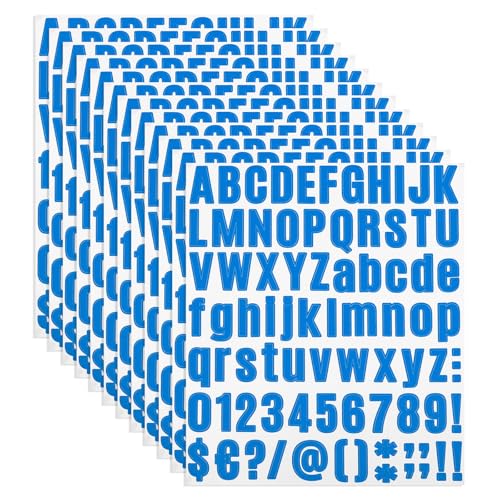 PATIKIL Vinyl Buchstaben Zahlen Aufkleber Set, 972 Stück 12 Blätter Selbstklebende Aufkleber für Briefkastenschild Adresse DIY Bastelkarten (Hellblau) von PATIKIL