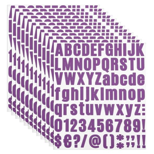PATIKIL Vinyl Buchstaben Zahlen Aufkleber Set, 972 Stück 12 Blätter Selbstklebende Aufkleber für Briefkastenschild Adresse DIY Bastelkarten (Lila) von PATIKIL
