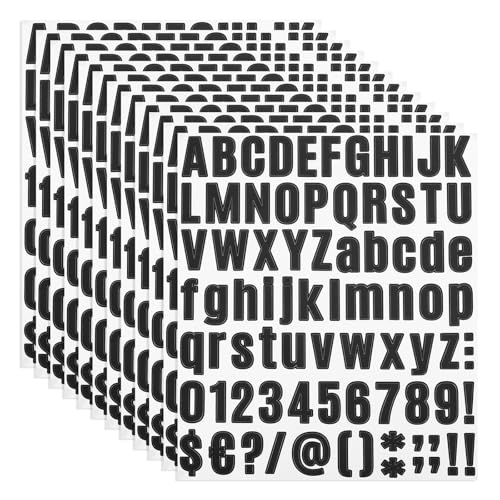 PATIKIL Vinyl Buchstaben Zahlen Aufkleber Set, 972 Stück 12 Blätter Selbstklebende Aufkleber für Briefkastenschild Adresse DIY Bastelkarten (Schwarz) von PATIKIL