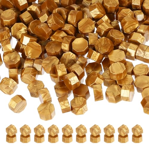 PATIKIL Wachssiegel Perlen, 720er Pack Wachssiegel Perlen Oktagon Wachssiegel Stempelperlen für Stempelsiegel für Brief Hochzeitseinladung Umschlag Handwerk, Golden von PATIKIL