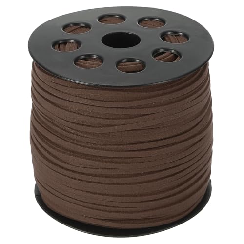 PATIKIL Wildleder-Lederband 2,5 mm 98 Yard, Kunst-Wildlederband Flaches Lederband auf Rolle für Halskette Armband Schmuckherstellung, Dunkelcurry von PATIKIL