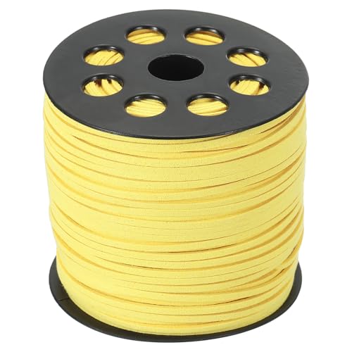 PATIKIL Wildleder-Lederband 2,5 mm 98 Yard, Kunst-Wildlederband Flaches Lederband auf Rolle für Halskette Armband Schmuckherstellung, Hellgelb von PATIKIL