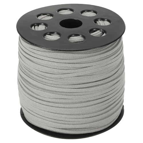 PATIKIL Wildleder-Lederband 2,5 mm 98 Yard, Kunst-Wildlederband Flaches Lederband auf Rolle für Halskette Armband Schmuckherstellung, Hellgrau von PATIKIL