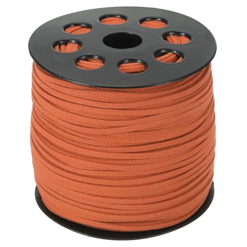 PATIKIL Wildleder-Lederband 2,5 mm 98 Yard, Kunst-Wildlederband Flaches Lederband auf Rolle für Halskette Armband Schmuckherstellung, Orange PATIKIL Wildleder-Lederband 2,5 mm 98 Yard, Kunst-Wildlederband Flaches Lederband auf Rolle für Halskette Armband Schmuckherstellung, Orange von PATIKIL