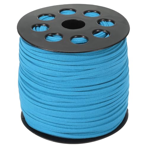 PATIKIL Wildleder-Lederband 2,5 mm 98 Yard, Kunst-Wildlederband Flaches Lederband auf Rolle für Halskette Armband Schmuckherstellung, Seeblau von PATIKIL