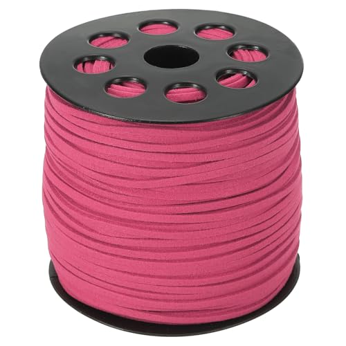 PATIKIL Wildleder-Lederband 2,5 mm 98 Yard, Kunst-Wildlederband Flaches Lederband auf Rolle für Halskette Armband Schmuckherstellung, Wassermelonenrot von PATIKIL