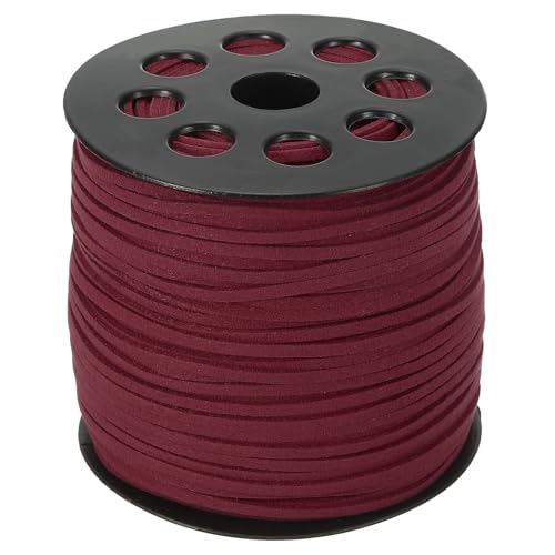 PATIKIL Wildleder-Lederband 2,5 mm 98 Yard, Kunst-Wildlederband Flaches Lederband auf Rolle für Halskette Armband Schmuckherstellung, Weinrot von PATIKIL