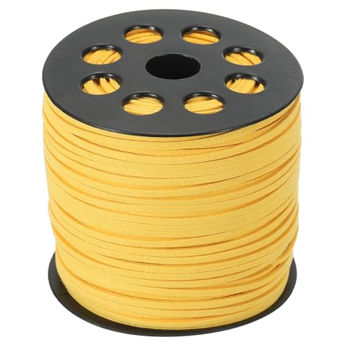 PATIKIL Wildleder Lederband 2,5 mm 98 Yard, Kunstlederband Flaches Lederband auf Rolle für Halskette Armband Schmuckherstellung, Gelb von PATIKIL