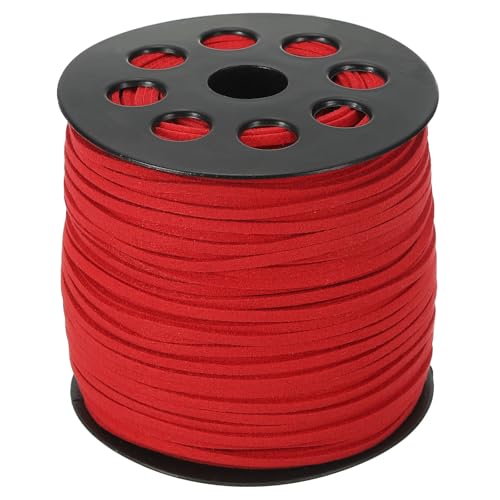 PATIKIL Wildleder Lederband 2,5 mm 98 Yard, Kunstlederband Flaches Lederband auf Rolle für Halskette Armband Schmuckherstellung, Rot PATIKIL Wildleder Lederband 2,5 mm 98 Yard, Kunstlederband Flaches Lederband auf Rolle für Halskette Armband Schmuckherstellung, Rot von PATIKIL