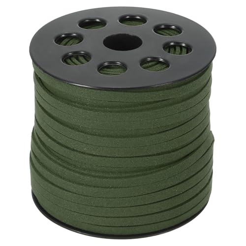PATIKIL Wildleder-Lederband 5 mm 50 Yard, Kunst-Wildlederband Flaches Lederband auf Rolle für Halskette Armband Schmuckherstellung, Armee-Grün von PATIKIL