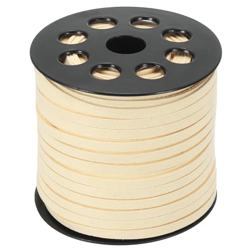 PATIKIL Wildleder-Lederband 5 mm 50 Yard, Kunst-Wildlederband Flaches Lederband auf Rolle für Halskette Armband Schmuckherstellung, Beige von PATIKIL
