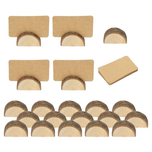 PATIKIL Wooden Place Card Holder, 20er Pack Tischnummernhalter mit Platzkarten Halter Semicircle Tischnummernhalter Namenskartenständer für Foto Menü Anzeige, Braun von PATIKIL