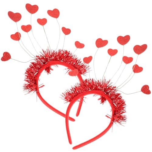 PATKAW 2st Liebe Stirnband Valentinstag Haarband Haarbänder Für Frauen Herz-stirnband Für Frauen Valentinstag Zubehör Stirnbänder Zum Fräulein Pop Rot Pailletten Metall von PATKAW