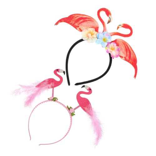 PATKAW 2 Stück Tropische Stirnbänder Hawaii-Flamingo-Kopfbopper Luau-Party-Stirnbänder Kreativer Flamingo-Kopfschmuck Für Hawaii-Karneval Tropische Party Haar-Accessoire von PATKAW