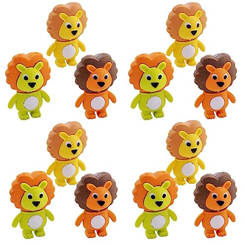 PATKAW Mini-Tier-Radiergummis 20 Stück Löwen-Radiergummi Cartoon-Tier-Radiergummis Tiermotive Radiergummi Zufällige Farbe von PATKAW