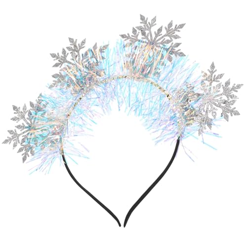 PATKAW Weihnachtsstirnband Schneeflockenstirnband Silber weihnachtsdeko christmas haarreif Glitzer-Schneeflocken-Haarbänder Elchgeweih-Stirnbänder Haarschmuck Haargummi von PATKAW