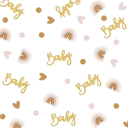 100 Stück Babyparty Deko Konfetti，Baby Shower Deko Konfetti Junge Mädchen Mit 4 Mustern，Baby und Boho-Regenbogen Streudeko，Tischdekoration für Baby Shower,Gender Reveal Party uvm. von PATRICKWHITE