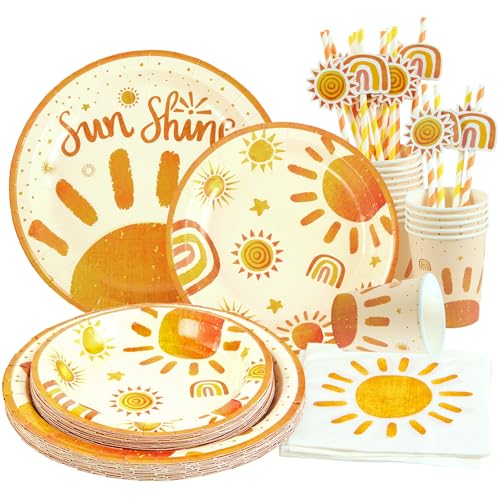PATTEPOINT 80 Stück Sonne Geburtstags Deko, Boho Sonnenschein Deko Kindergeburtstag Partygeschirr Set für Boho Babyparty, Sonne 1. Geburtstag Dekorationen Junge Mädchen (16 Gäste) PATTEPOINT 80 Stück Sonne Geburtstags Deko, Boho Sonnenschein Deko Kindergeburtstag Partygeschirr Set für Boho Babyparty, Sonne 1. Geburtstag Dekorationen Junge Mädchen (16 Gäste) von PATTEPOINT