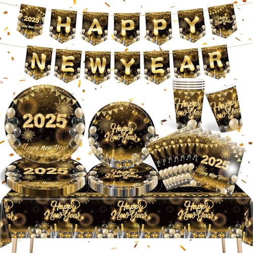 2025 Silvester Partygeschirr, 2025 Silvester Deko für Party Geschirr Pappteller Servietten Set, Neujahr Silvesterdeko für 2025 Silvester Dekoration Partyzubehör für party 2025 2025 Silvester Partygeschirr, 2025 Silvester Deko für Party Geschirr Pappteller Servietten Set, Neujahr Silvesterdeko für 2025 Silvester Dekoration Partyzubehör für party 2025 von PATYVOR